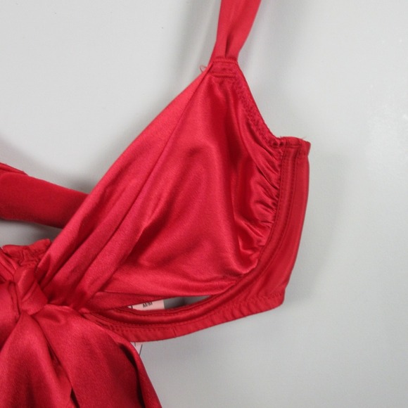 Victoria's Secret Balconette Bra Bow M Red Satin Underwired Lingerie Sexy 76 - Picture 7 of 12